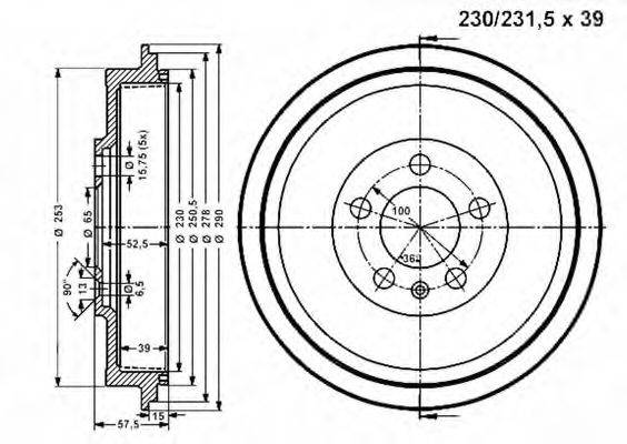 VEMA 801398 Гальмівний барабан