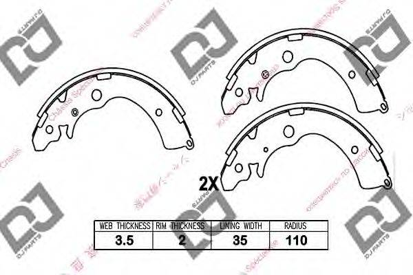 DJ PARTS BS1008 Комплект гальмівних колодок