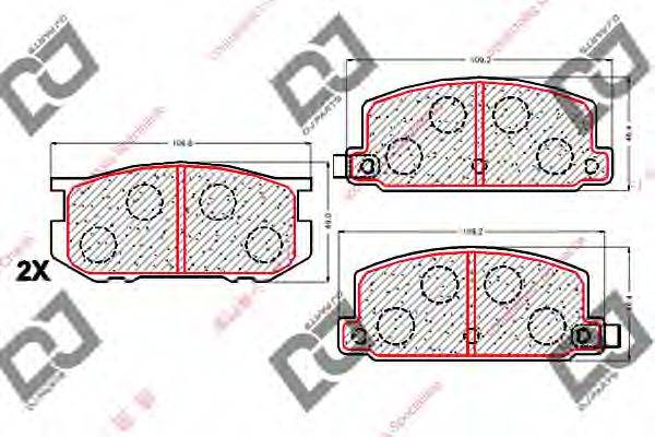 DJ PARTS BP1828 Комплект гальмівних колодок, дискове гальмо