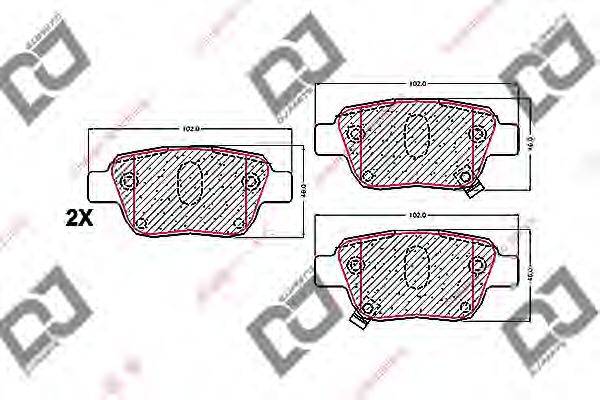 DJ PARTS BP1608 Комплект гальмівних колодок, дискове гальмо