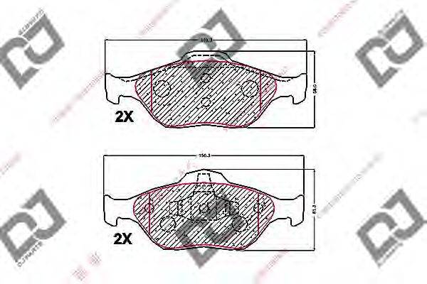 DJ PARTS BP1698 Комплект гальмівних колодок, дискове гальмо