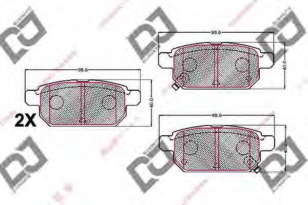 DJ PARTS BP2214 Комплект гальмівних колодок, дискове гальмо