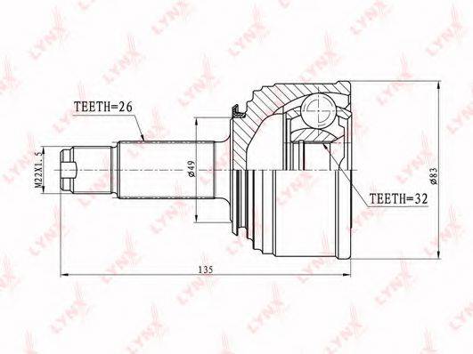 LYNXAUTO CO3452 Шарнірний комплект, приводний вал