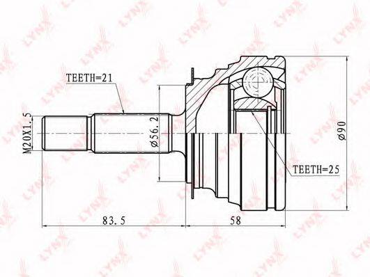 LYNXAUTO CO6308 Шарнірний комплект, приводний вал