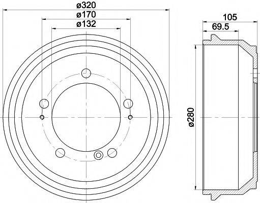 HELLA PAGID 8DT355300631 Гальмівний барабан