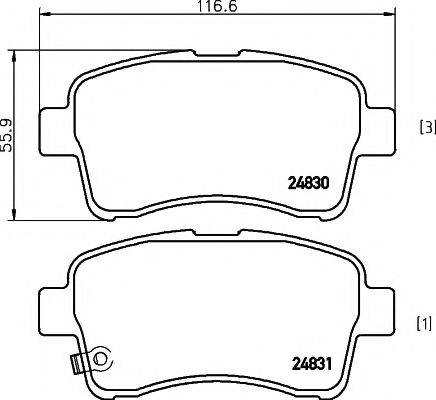 HELLA PAGID 8DB355014761 Комплект гальмівних колодок, дискове гальмо