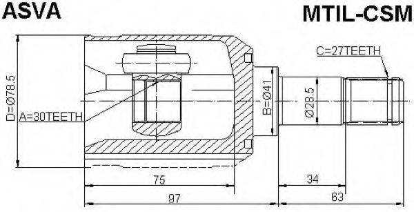 ASVA MTILCSM Шарнірний комплект, приводний вал