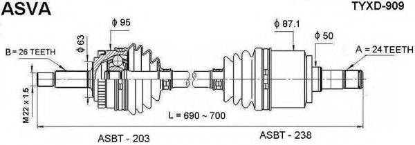 ASVA TYXD909 Приводний вал