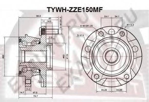 ASVA TYWHZZE150MF Маточина колеса