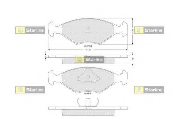 STARLINE BDS221 Комплект гальмівних колодок, дискове гальмо