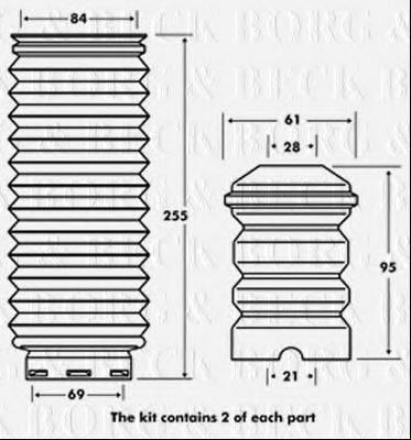 BORG & BECK BPK7008 Пилозахисний комплект, амортизатор