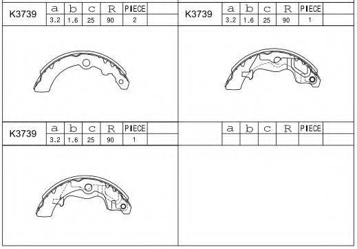 ASIMCO K3739 Комплект гальмівних колодок
