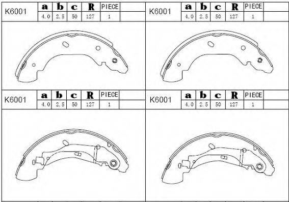 ASIMCO K6001 Комплект гальмівних колодок