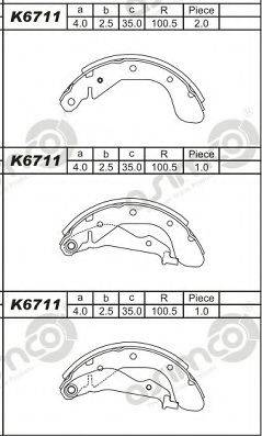 ASIMCO K6711 Комплект гальмівних колодок