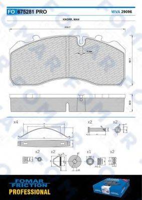 FOMAR FRICTION FO675281 Комплект гальмівних колодок, дискове гальмо