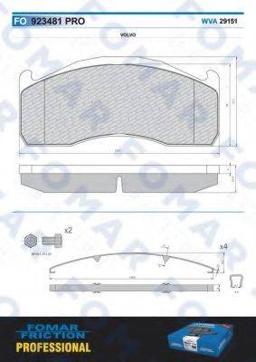 FOMAR FRICTION FO923481 Комплект гальмівних колодок, дискове гальмо