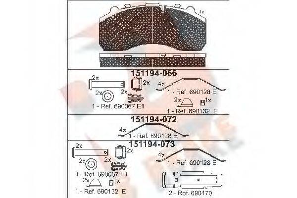 R BRAKE RB1194 Комплект гальмівних колодок, дискове гальмо