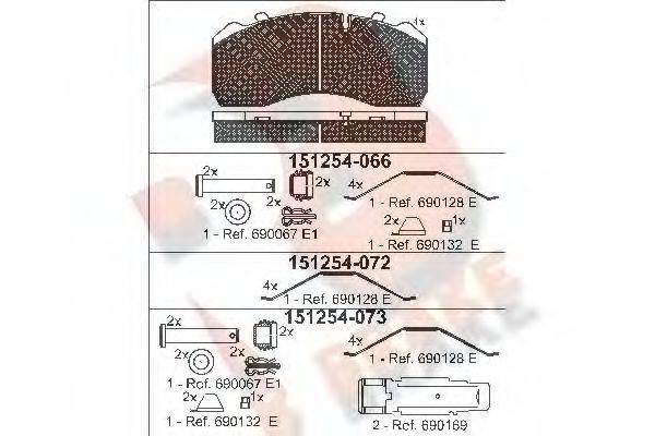 R BRAKE RB1254 Комплект гальмівних колодок, дискове гальмо