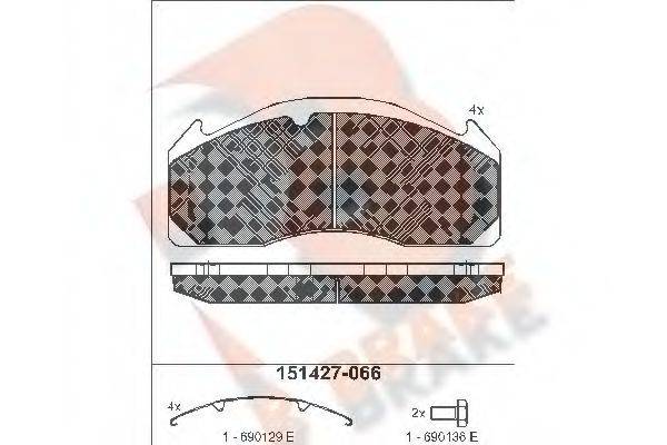 R BRAKE RB1427 Комплект гальмівних колодок, дискове гальмо