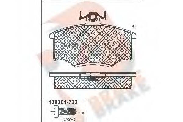 R BRAKE RB0281700 Комплект гальмівних колодок, дискове гальмо