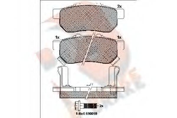 R BRAKE RB1024 Комплект гальмівних колодок, дискове гальмо