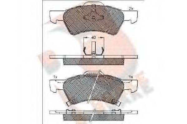 R BRAKE RB1544 Комплект гальмівних колодок, дискове гальмо