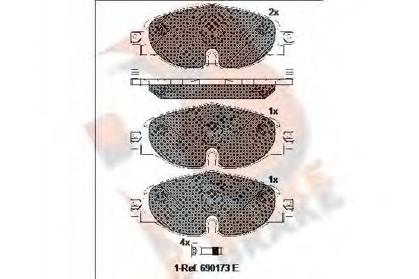 R BRAKE RB2111204 Комплект гальмівних колодок, дискове гальмо