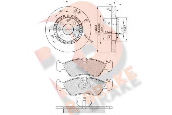 R BRAKE 3R07589042 Комплект гальм, дисковий гальмівний механізм