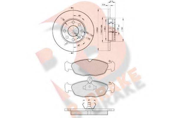 R BRAKE 3R08581240 Комплект гальм, дисковий гальмівний механізм