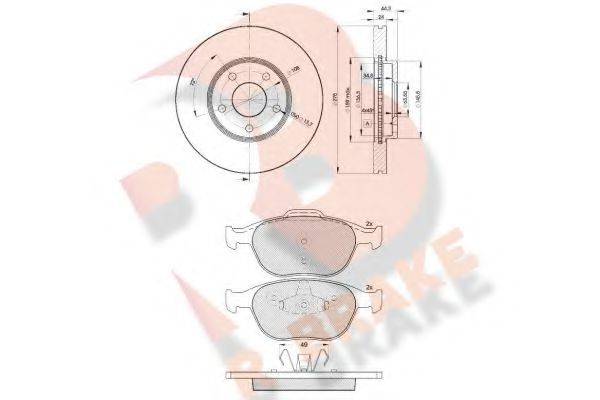 R BRAKE 3R15375980 Комплект гальм, дисковий гальмівний механізм