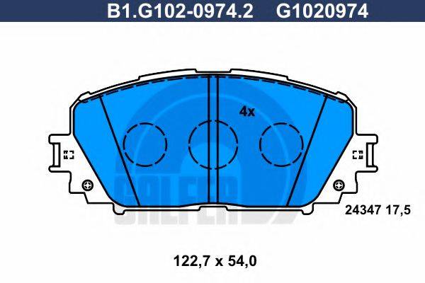 GALFER B1G10209742 Комплект гальмівних колодок, дискове гальмо