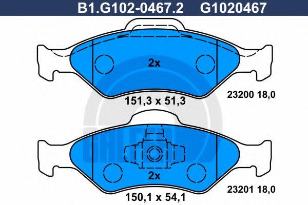 GALFER B1G10204672 Комплект гальмівних колодок, дискове гальмо