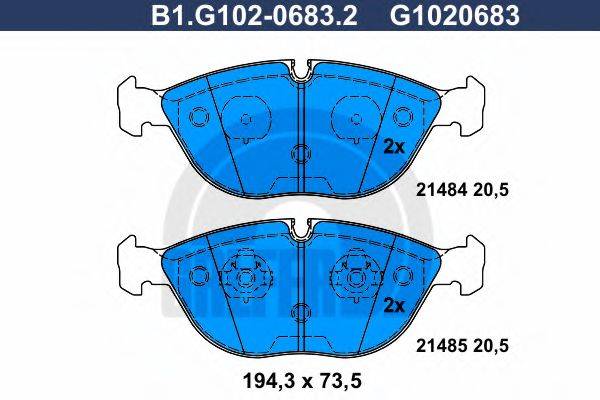 GALFER B1G10206832 Комплект гальмівних колодок, дискове гальмо