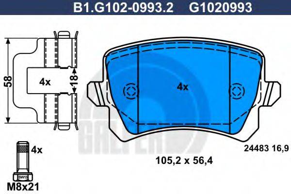 GALFER B1G10209932 Комплект гальмівних колодок, дискове гальмо