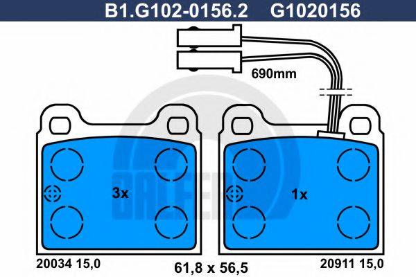 GALFER B1G10201562 Комплект гальмівних колодок, дискове гальмо