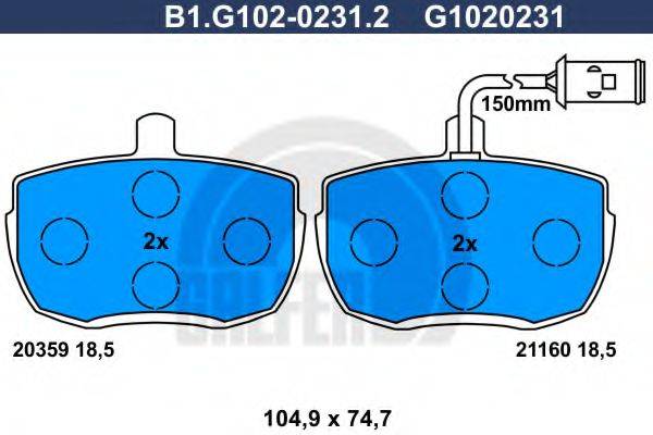 GALFER B1G10202312 Комплект гальмівних колодок, дискове гальмо