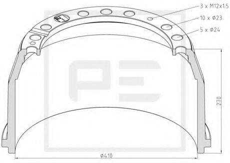 PE AUTOMOTIVE 01640100A Гальмівний барабан