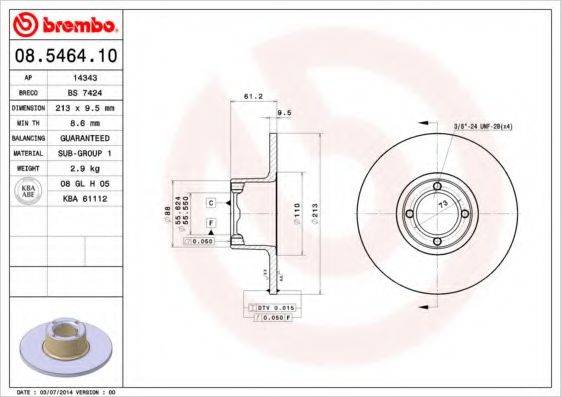 BREMBO 08546410 гальмівний диск