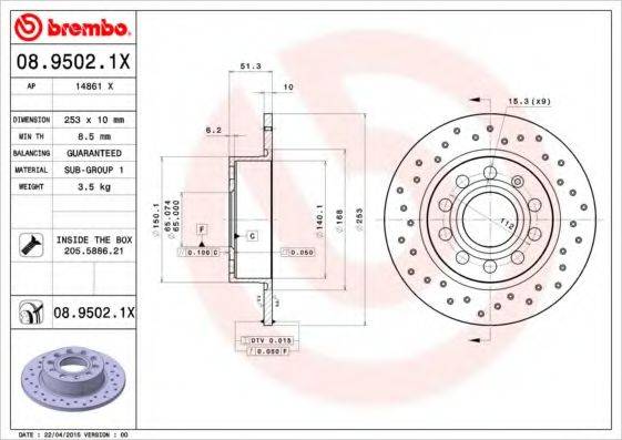 BREMBO 0895021X гальмівний диск