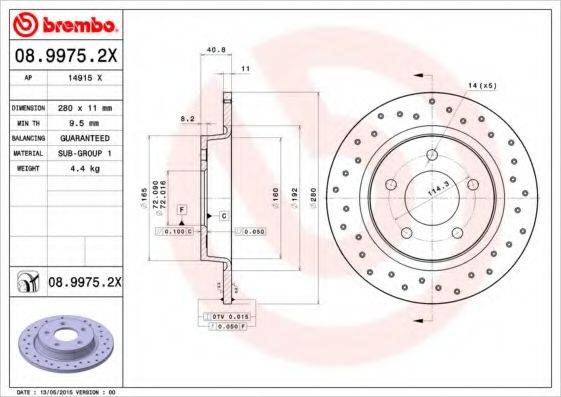 BREMBO 0899752X гальмівний диск