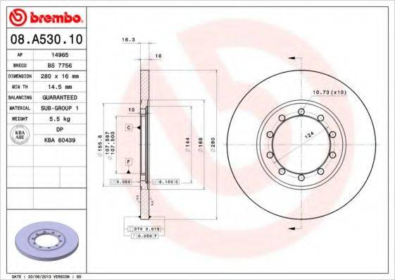 BREMBO 08A53010 гальмівний диск