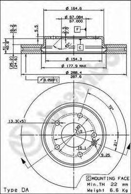 BREMBO 09684514 гальмівний диск