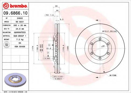 BREMBO 09686610 гальмівний диск