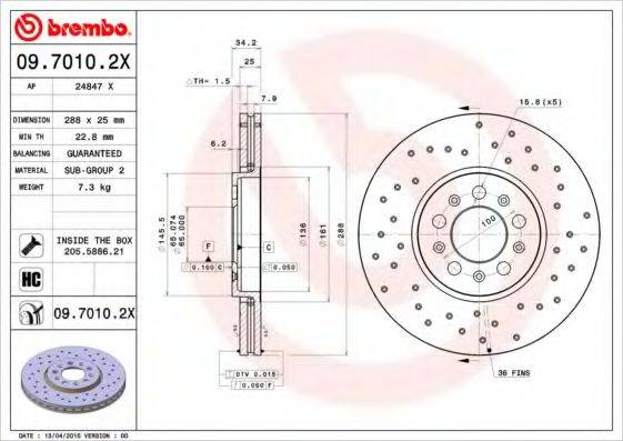 BREMBO 0970102X гальмівний диск