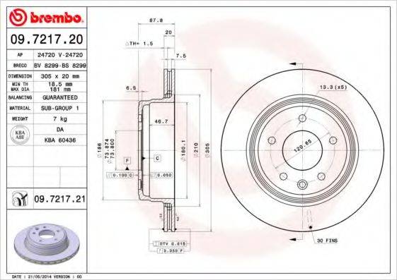 BREMBO 09721720 гальмівний диск