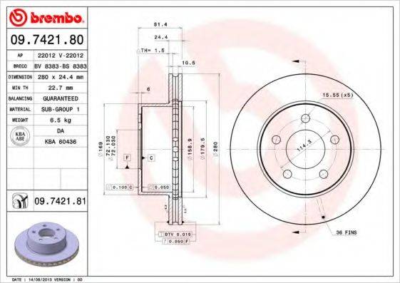 BREMBO 09742181 гальмівний диск