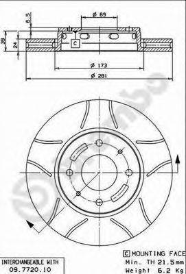 BREMBO 09772075 гальмівний диск