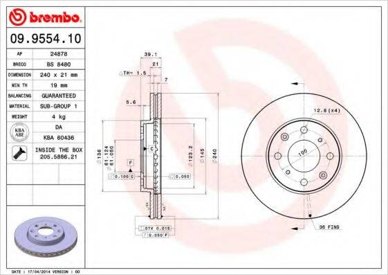 BREMBO 09955410 гальмівний диск