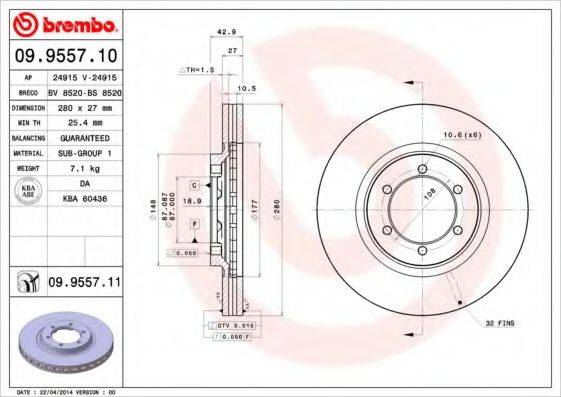 BREMBO 09955711 гальмівний диск