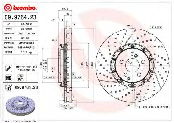 BREMBO 09976423 гальмівний диск